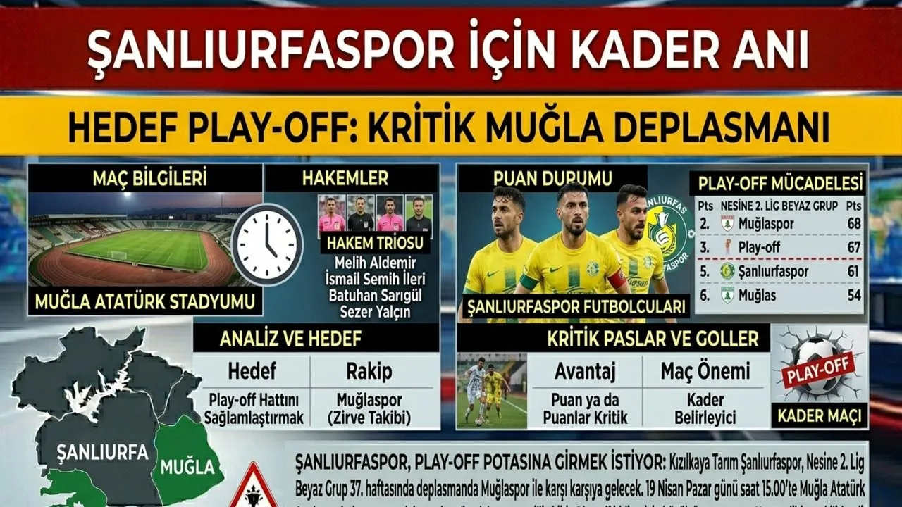 Şanlıurfaspor  Kritik Muğla Deplasmanında