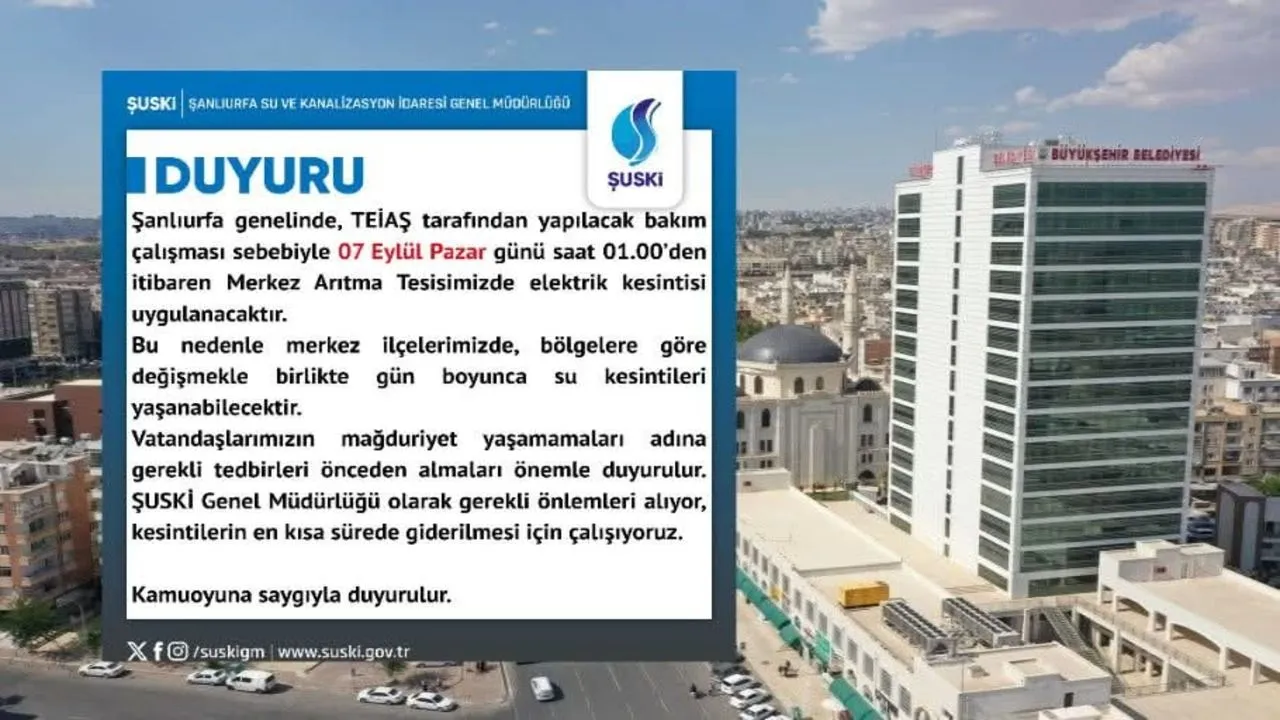 Şanlıurfa’da Gün Boyu Su Kesintisi