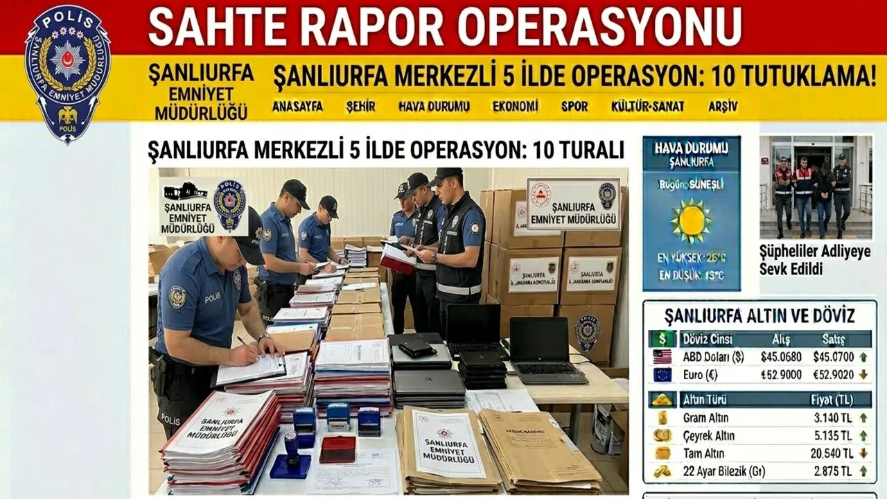 ŞANLIURFA MERKEZLİ SAHTE RAPOR OPERASYONU
