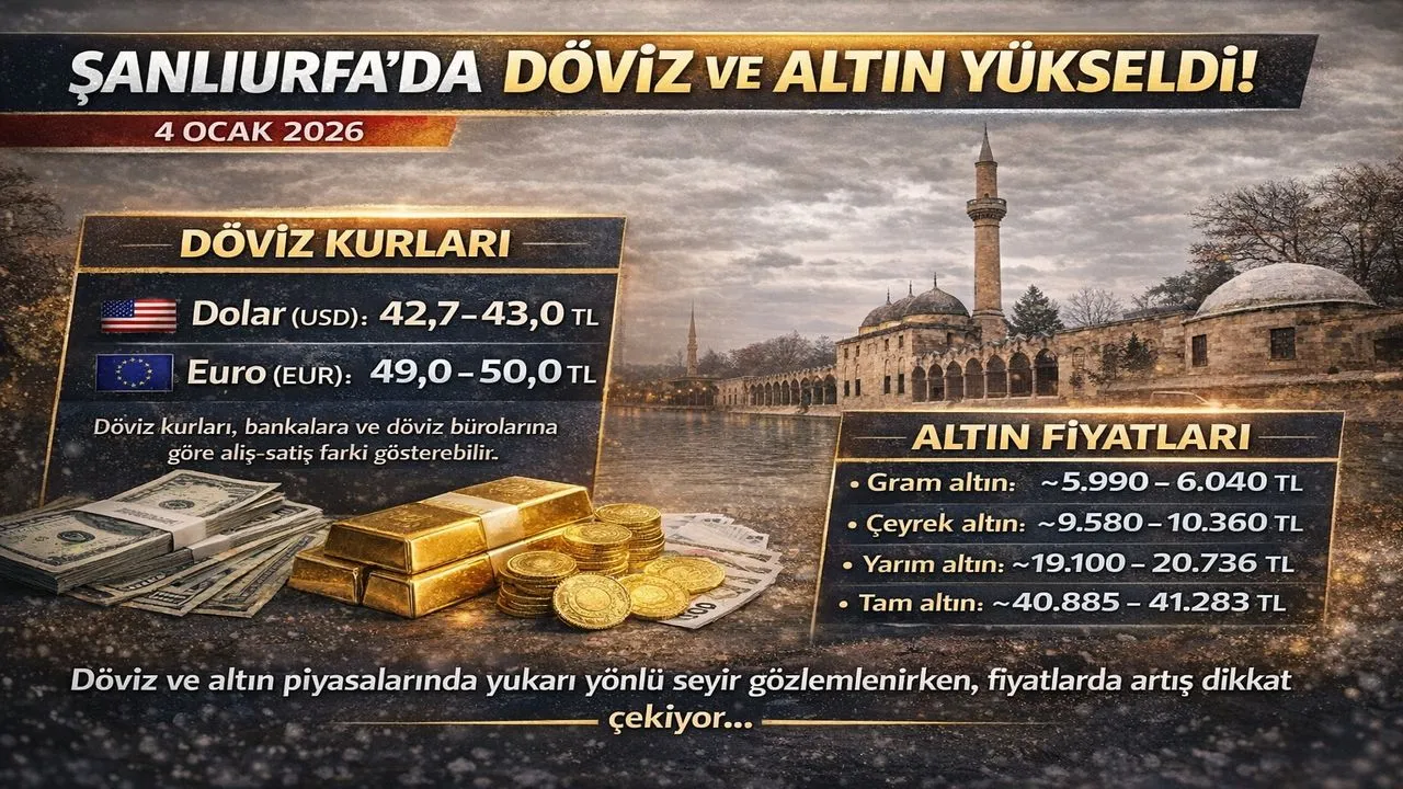 4 Ocak 2026 Şanlıurfa Döviz ve Altın Fiyatları