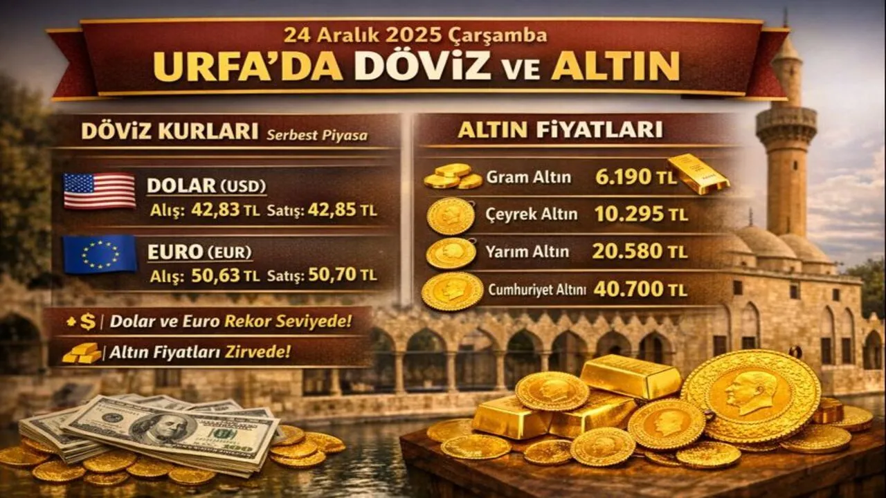 24 Aralık 2025 Çarşamba Şanlıurfa Döviz ve Altın Durumu