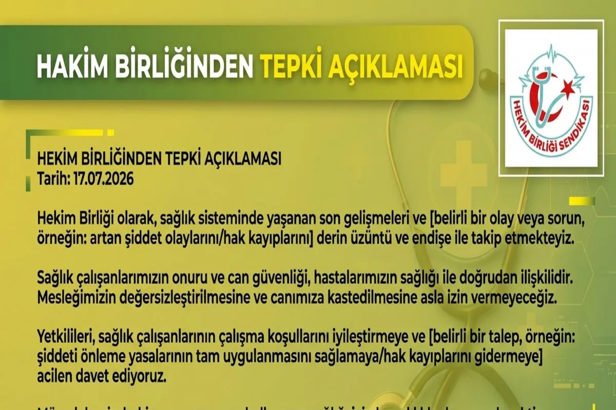 Doktorun Tutuklanmasına Hekim BirliğindenTepki